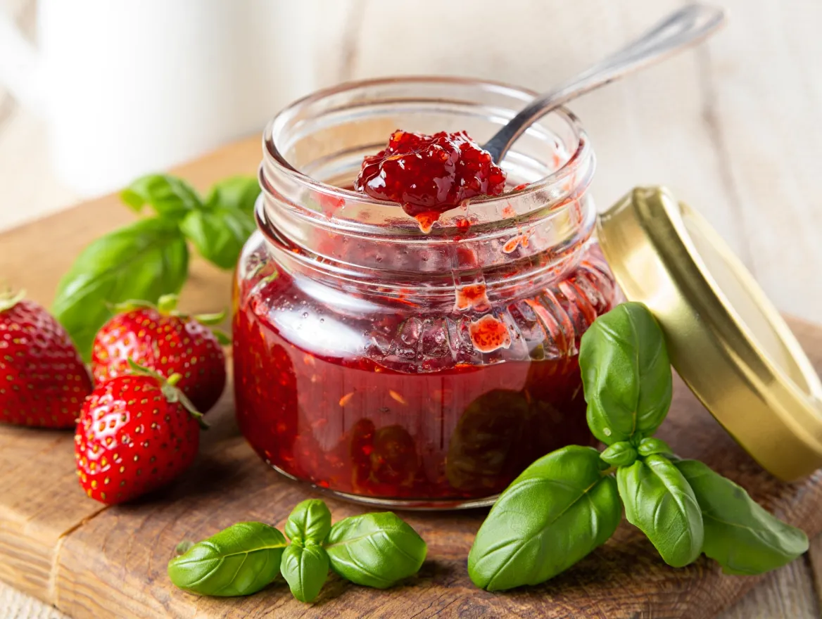 Jordgubbssylt med Basilika